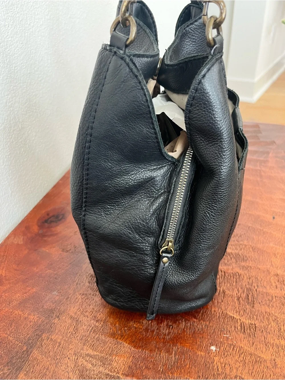 American Leather Hudson Hobo Shoulder Bag Soft Black Leather Purse Handbag